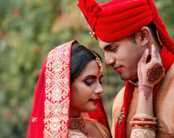 Cropped shot of a young hindu couple on their wedding day.