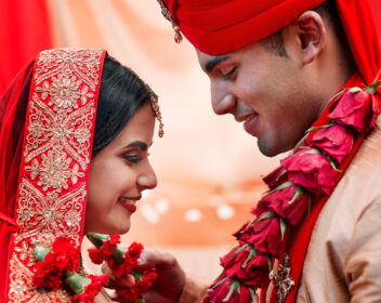 Cropped shot of a young hindu couple on their wedding day.