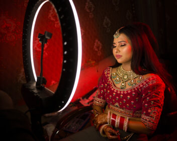 An Indian bride traditional dress on her wedding day